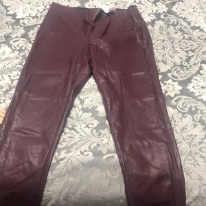 Burgundy faux leather pants